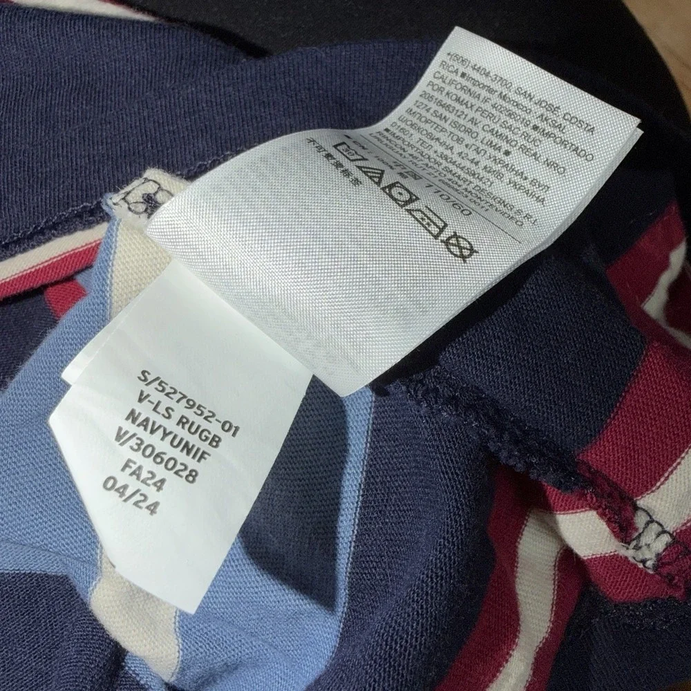 Gap Baby Toddler Boys 5 Striped Rugby Polo Shirt Blue White Maroon Prep Academia